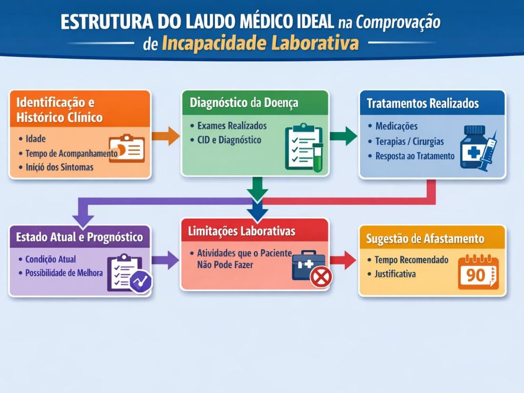 O 6 componentes do laudo médico ideal para se apresentar na perícia médica.