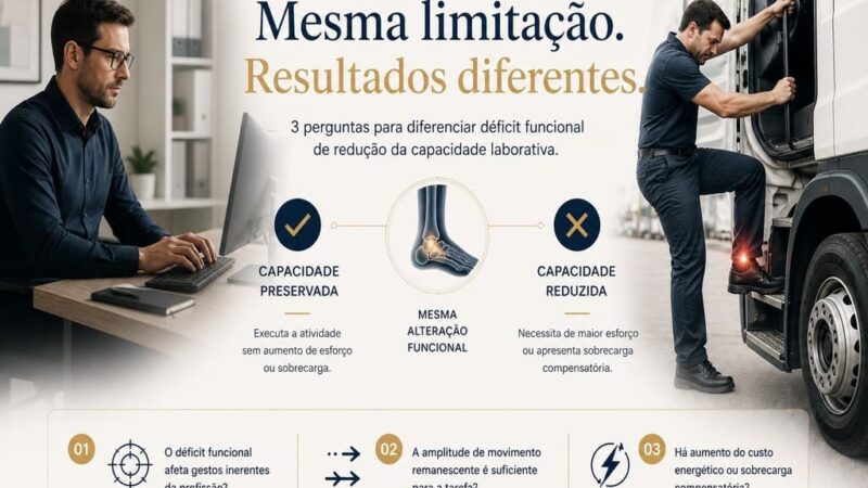Perícia médica: 3 perguntas para diferenciar déficit funcional de redução da capacidade laborativa