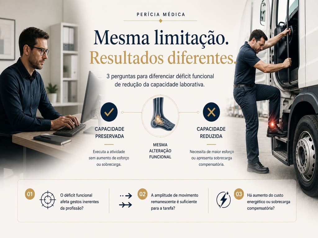 Perícia médica: 3 perguntas para diferenciar déficit funcional de redução da capacidade laborativa